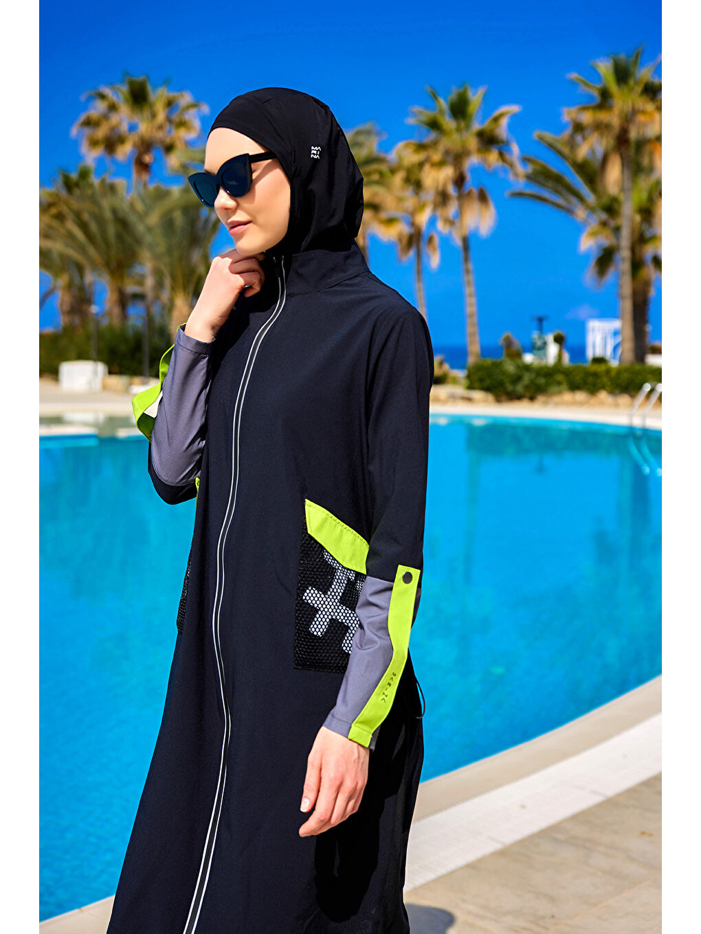 Tam Kapalı Tesettür Mayo M2522 Siyah-4