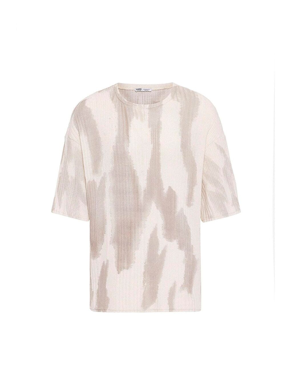 Bej Yıkamalı Oversize Triko Tişört Taş-1