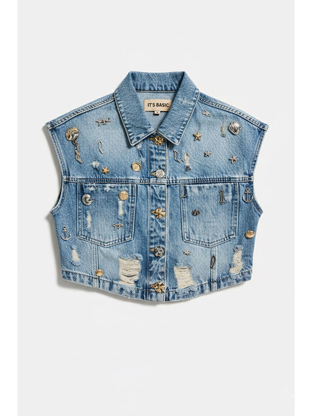 Mavi Kadın Jean Rengi 12s6-32 Crop Fit Özel Dikim Aksesuar Tasarım Denim Ceket-1