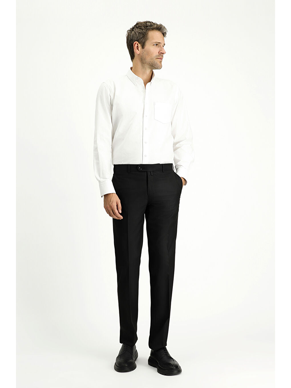 Siyah Regular Fit Klasik Kumaş Pantolon-1
