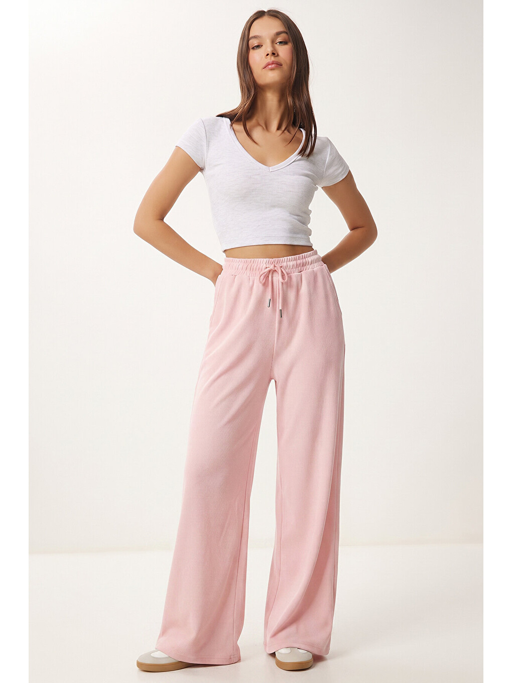 Pembe Cepli Fitilli Modal Eşofman Altı ŞEKER PEMBE LUB0331-1