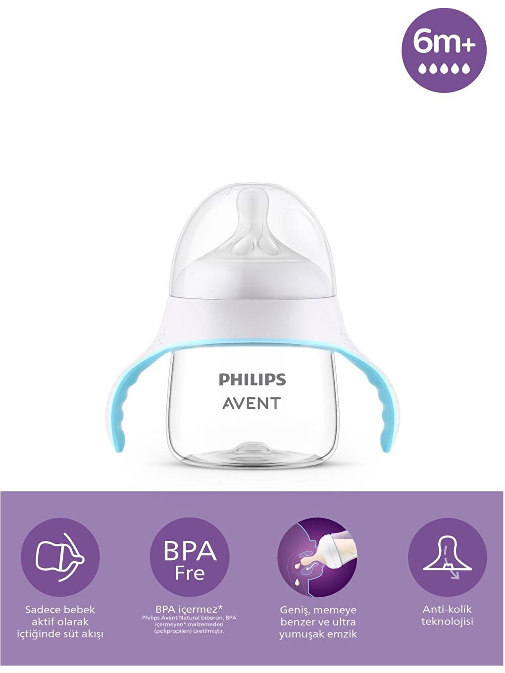 Philips Avent Renksiz SCF263/61 Doğal Tepkili Eğitici Bardak 150 ml 6+ Ay