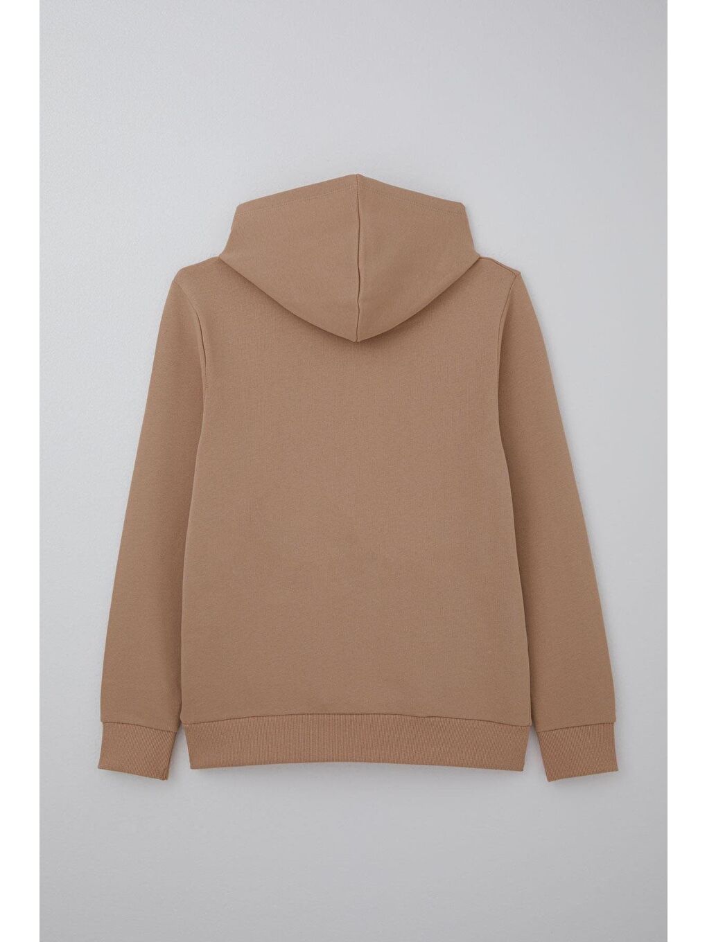 Kız Çocuk Pelüş Sweatshirt Kapüşonlu Kanguru Cepli Bej (10-14 Yaş)-2