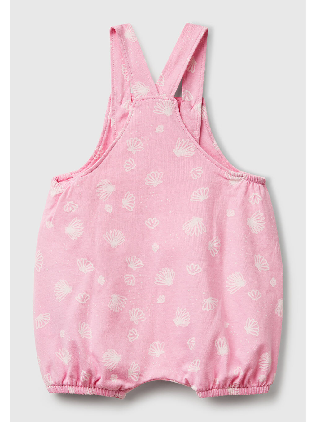 Bebek Pembe Tamamı Desenli Logolu Düğmeli Ayarlanabilir Askılı Tulum-1