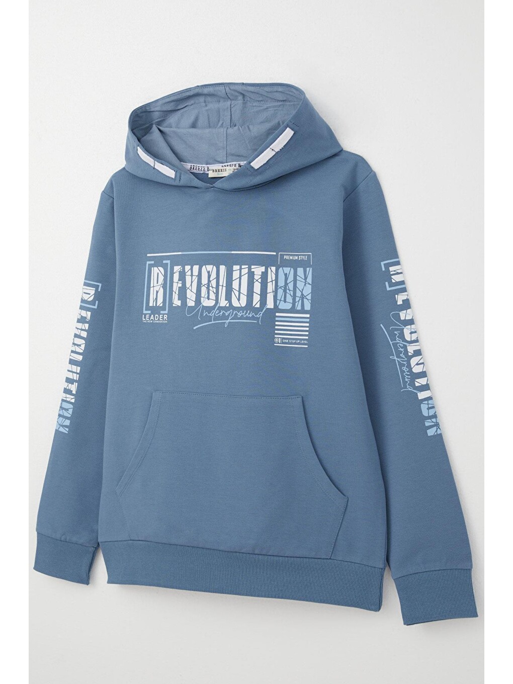 Erkek Çocuk Sweatshirt Kapüşonlu Kanguru Cepli İndigo (9 Yaş)-2