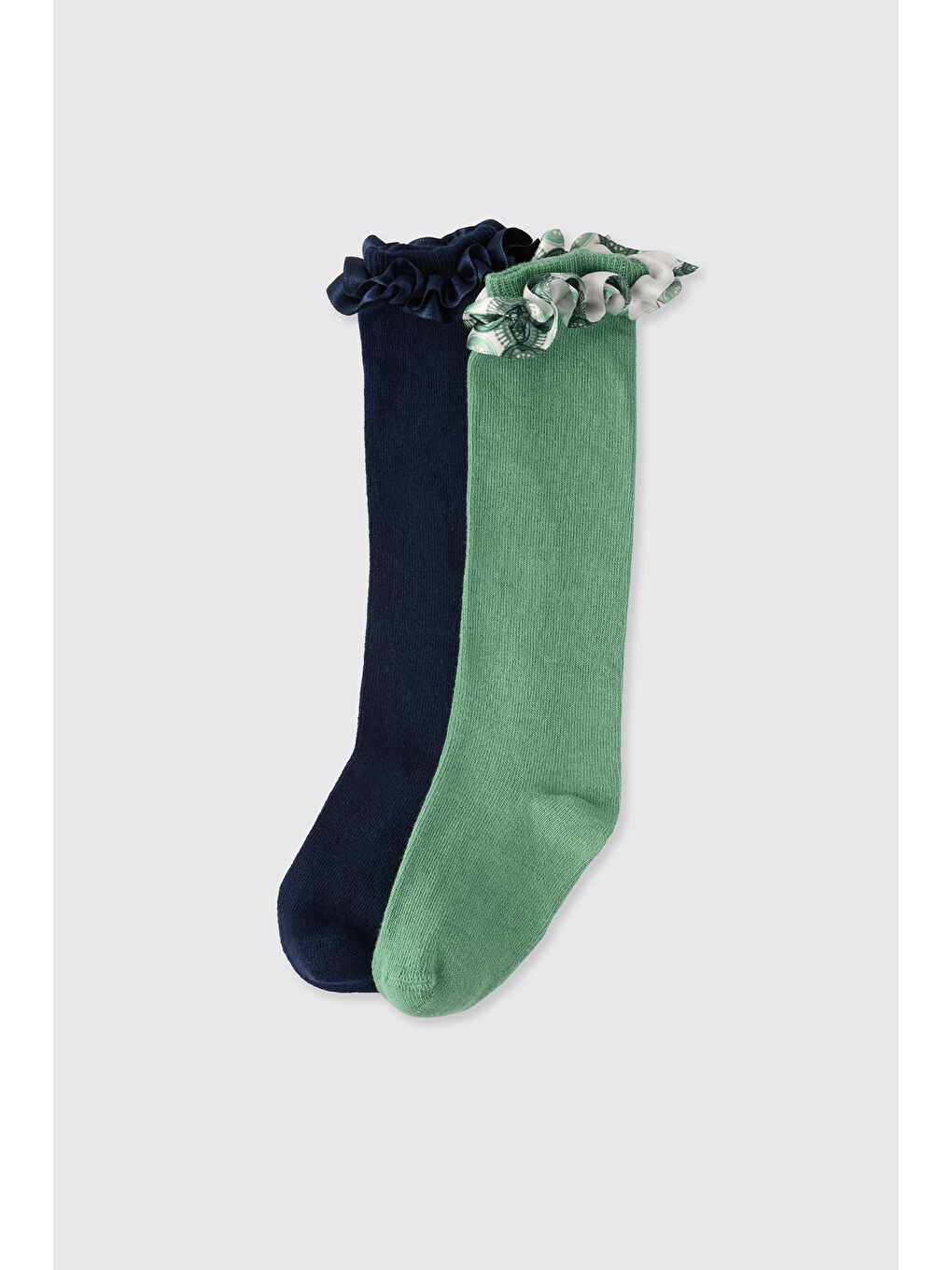 Karışık Kız Çocuk 2'li Dizaltı Çorap-1