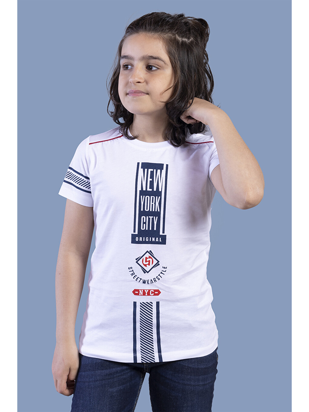 Beyaz Erkek Çocuk Tişört New York Cıty Baskı
