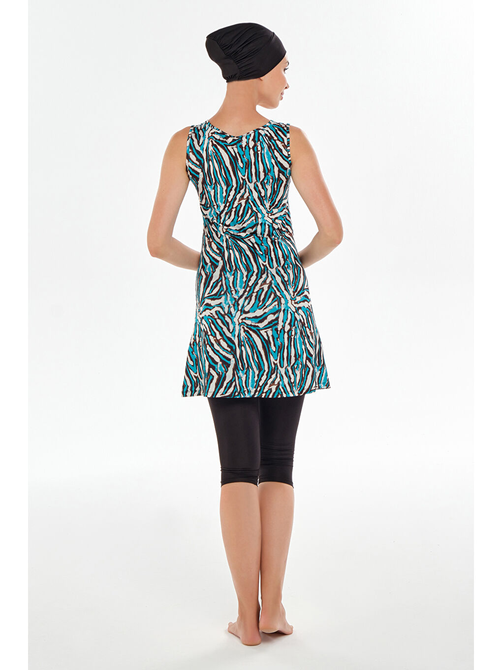 Sıfır Kol Taytlı Yarı Kapalı Mayo 2607 Siyah-2