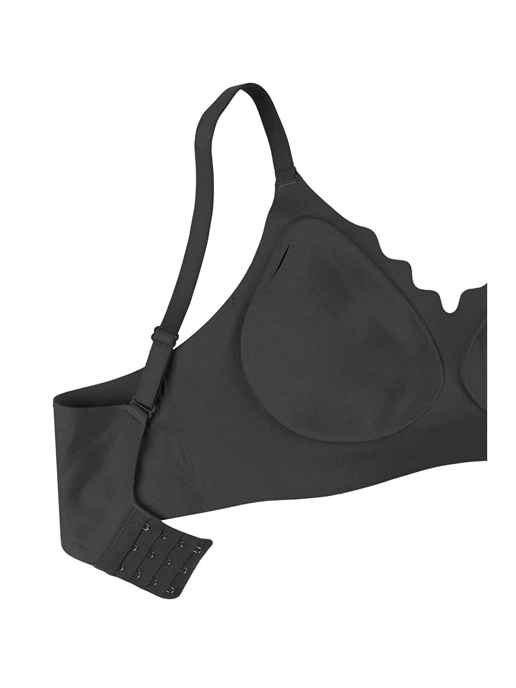 Siyah Kadın Büyük Beden (Battal) Balensiz Çıkarılabilir Pedli Dikişsiz Tül Detaylı Lazer Sütyen-1