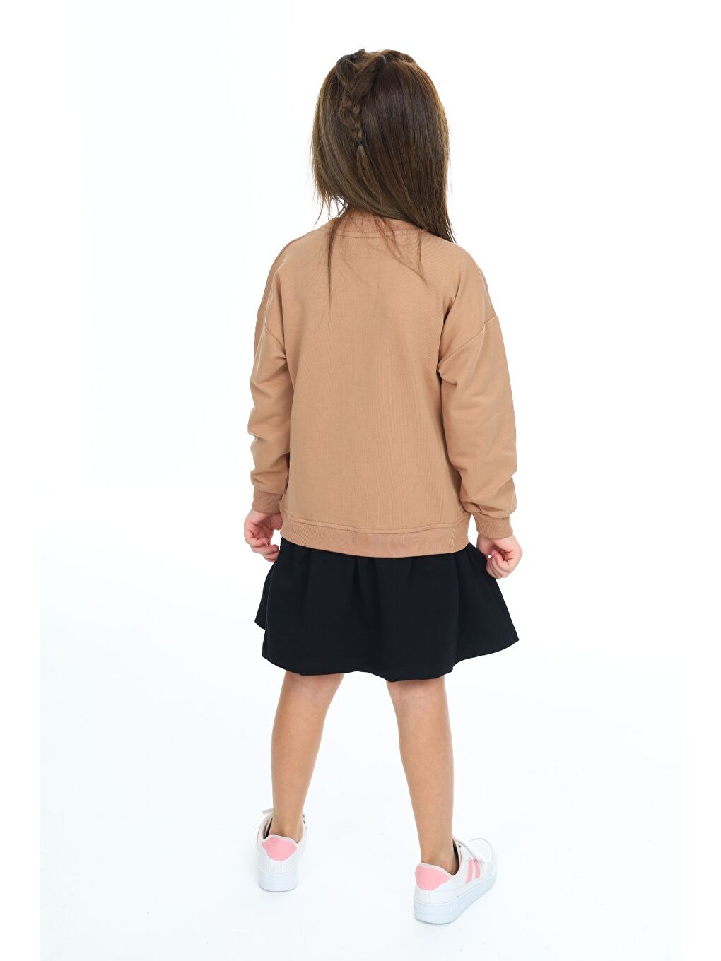 Kahverengi Kız Çocuk Baskılı Elbise-3