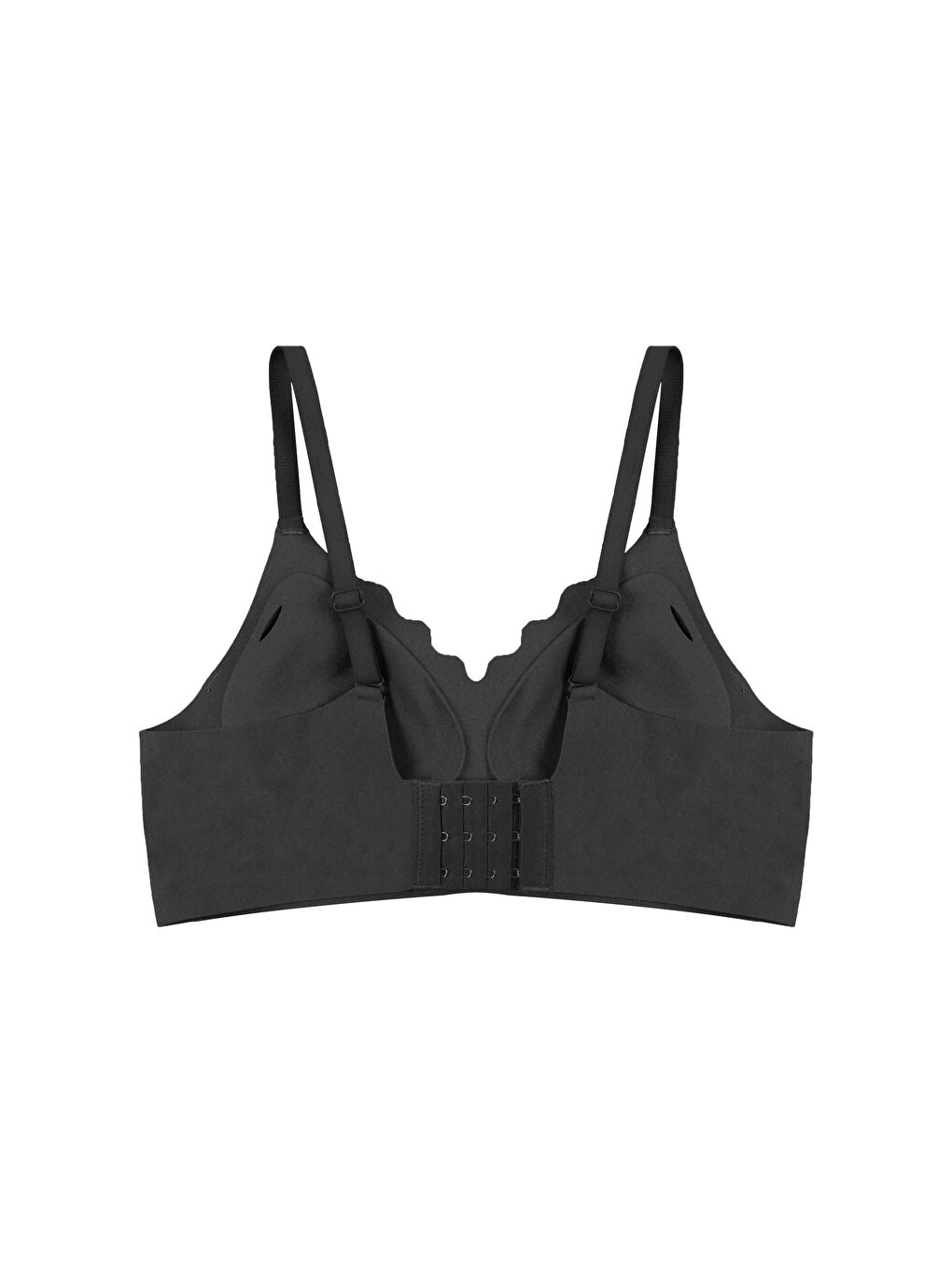 Siyah Kadın Büyük Beden (Battal) Balensiz Çıkarılabilir Pedli Dikişsiz Tül Detaylı Lazer Sütyen-2