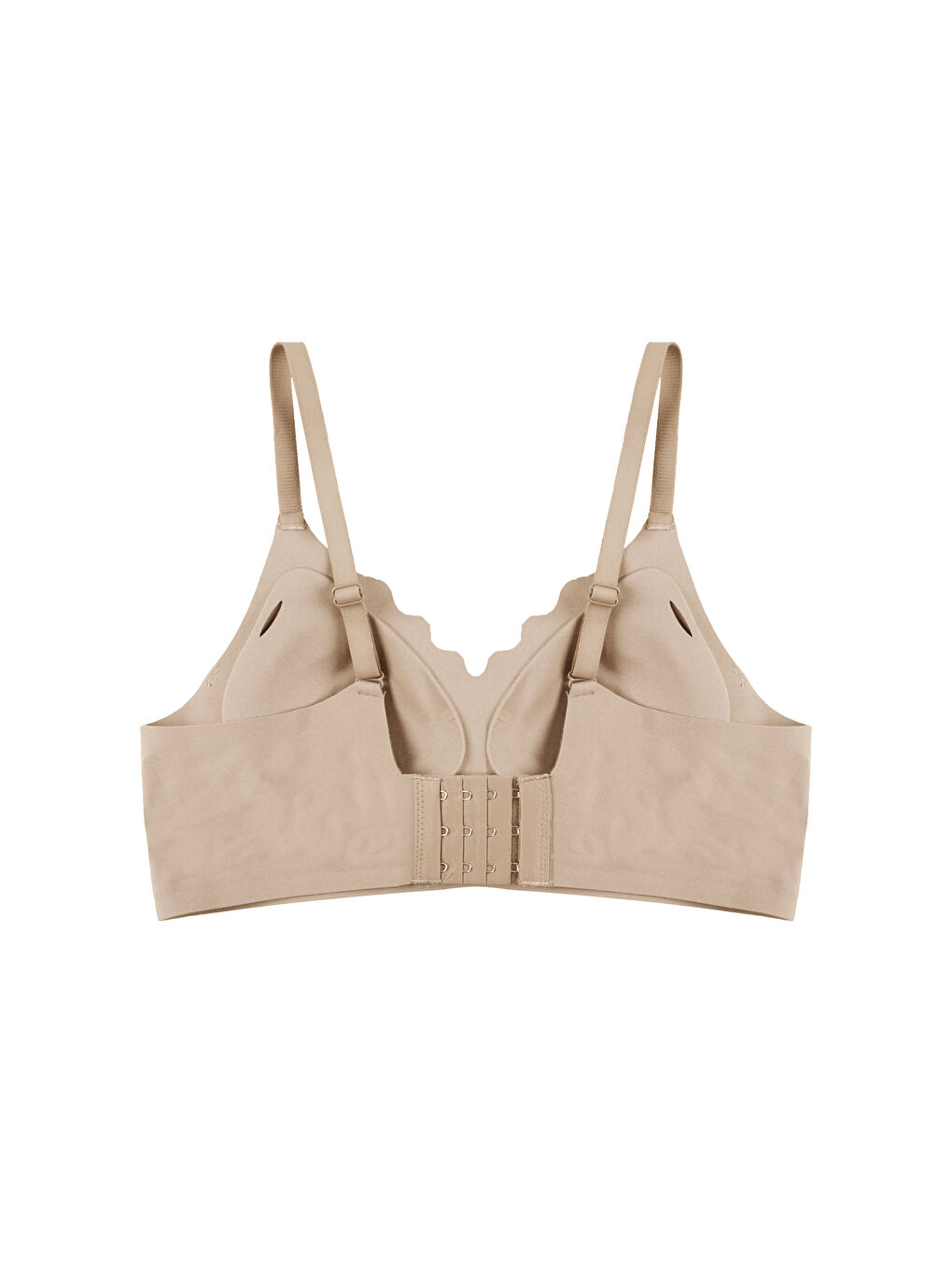 Ekru Kadın Büyük Beden (Battal) Balensiz Çıkarılabilir Pedli Dikişsiz Tül Detaylı Lazer Sütyen-3