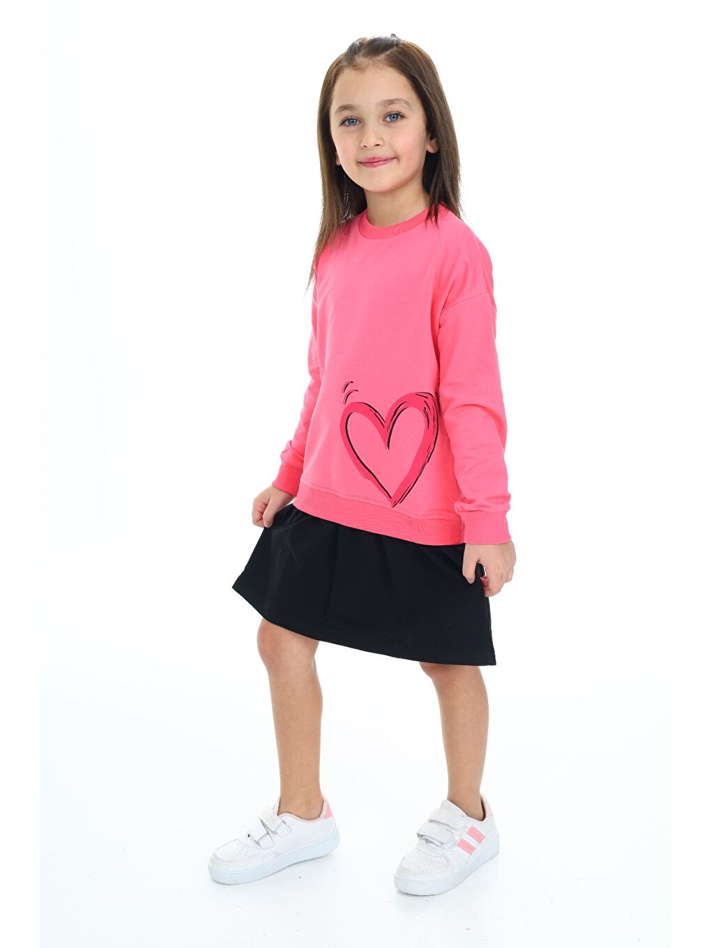 Fuşya Kız Çocuk Baskılı Elbise-3