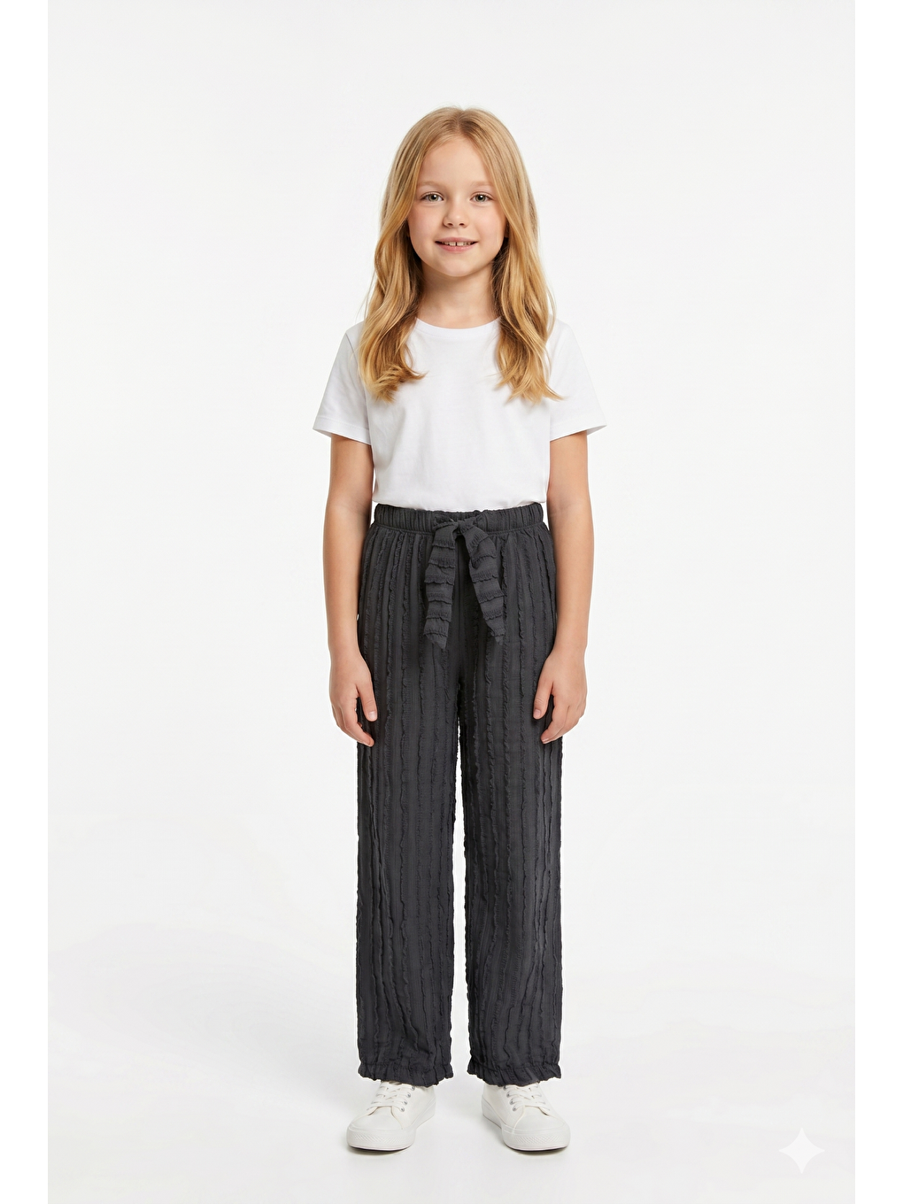 Pembe Kız Çocuk Bürümcük Kumaş Bol Paça Rahat Model Tek Alt (3'lü Paket)-5