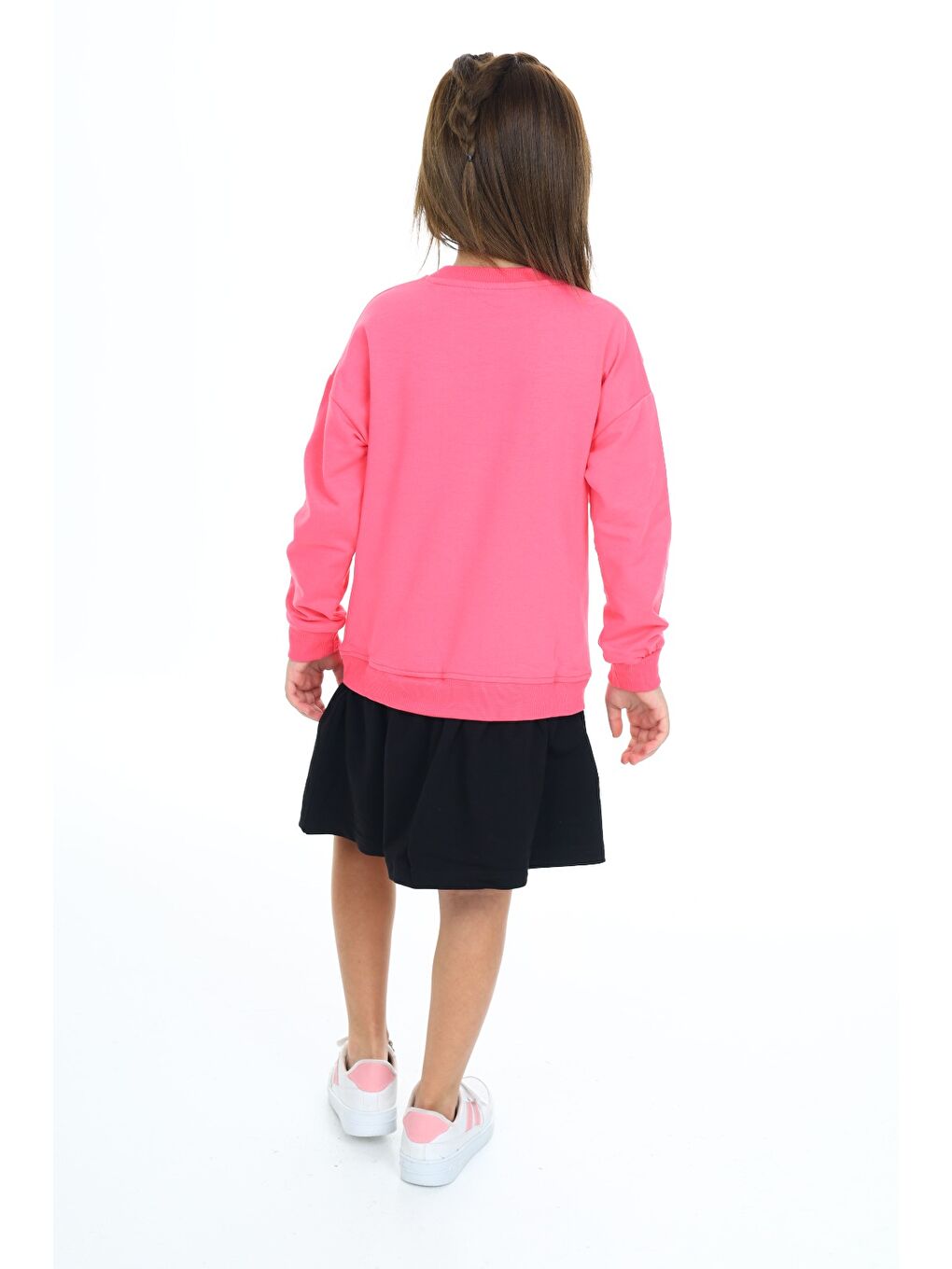 Fuşya Kız Çocuk Baskılı Elbise-4