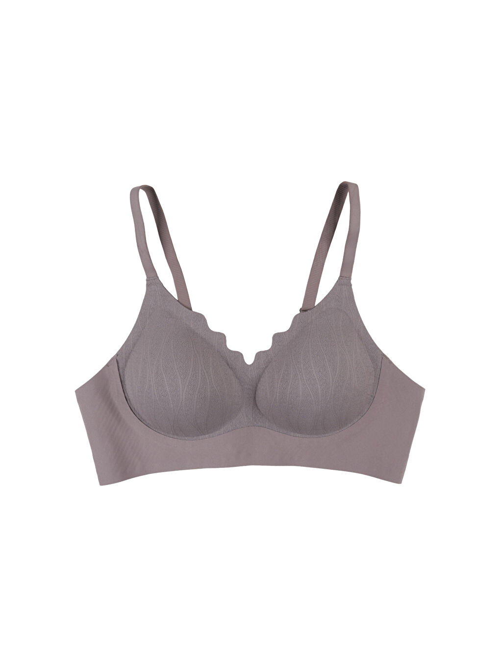 Kahverengi Kadın Büyük Beden (Battal) Balensiz Çıkarılabilir Pedli Dikişsiz Tül Detaylı Lazer Sütyen