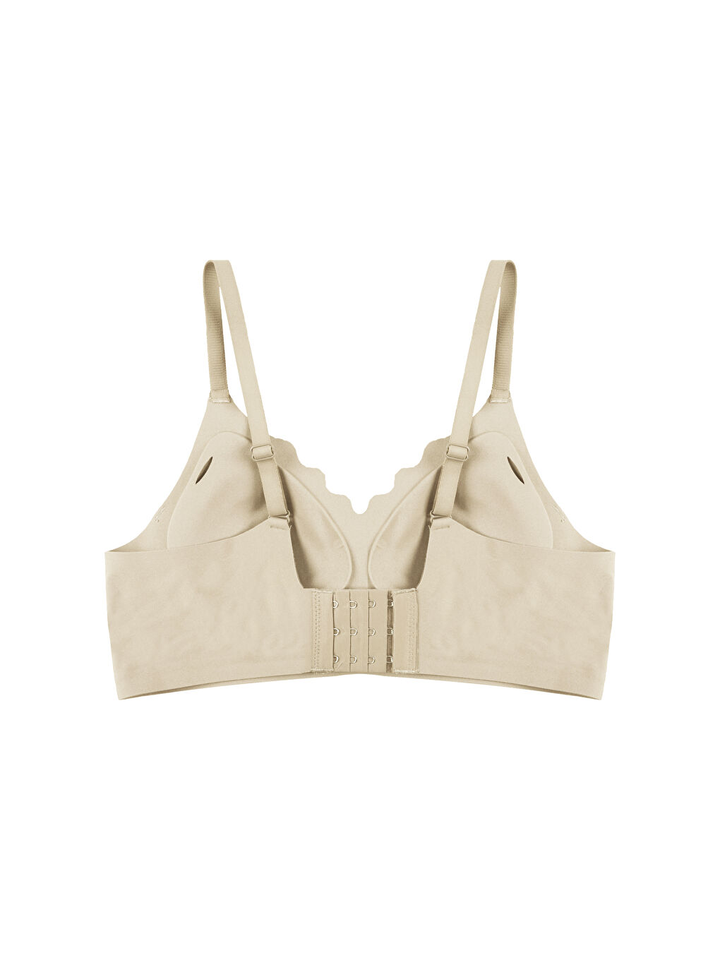 Ekru Kadın Büyük Beden (Battal) Balensiz Çıkarılabilir Pedli Dikişsiz Tül Detaylı Lazer Sütyen-1