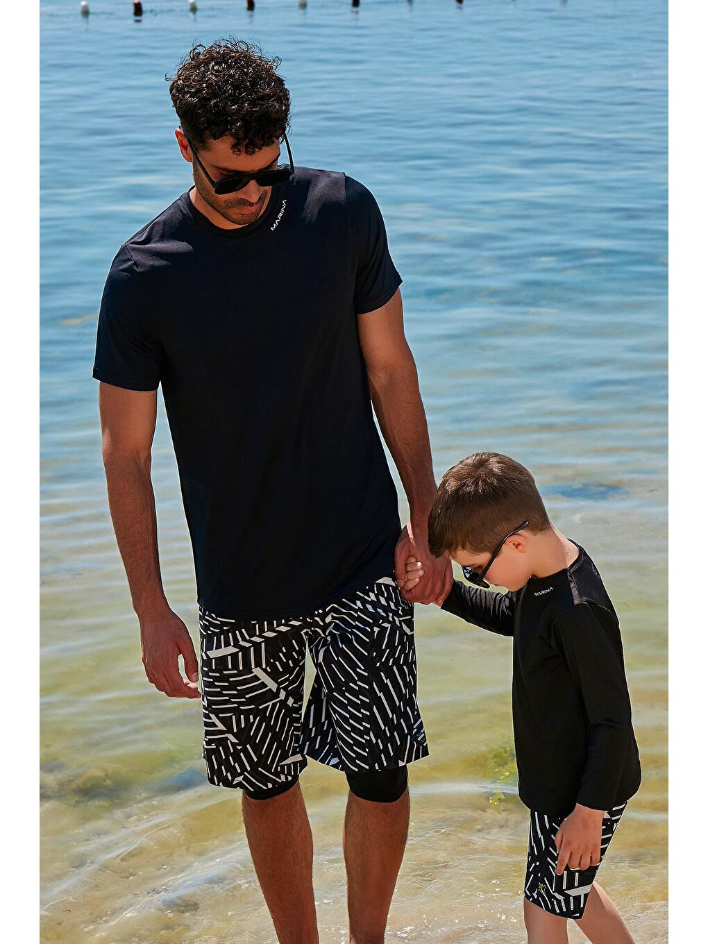 Siyah Erkek Yüzme Tişört T2341-1