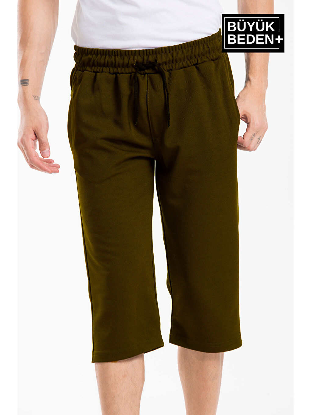 Haki Erkek Büyük Beden Kapri-Şort SPR25BSR90-3