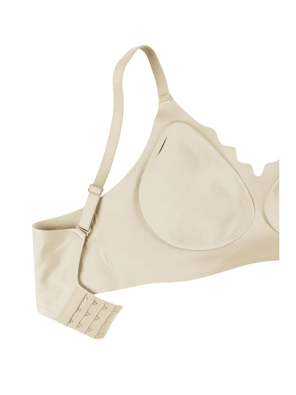 Ekru Kadın Büyük Beden (Battal) Balensiz Çıkarılabilir Pedli Dikişsiz Tül Detaylı Lazer Sütyen-3