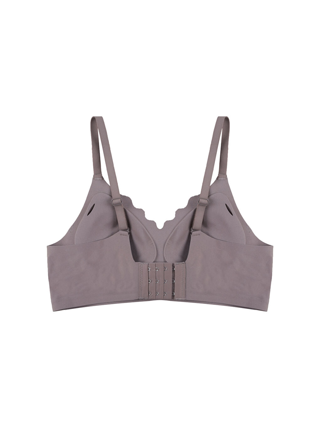 Kahverengi Kadın Büyük Beden (Battal) Balensiz Çıkarılabilir Pedli Dikişsiz Tül Detaylı Lazer Sütyen-3