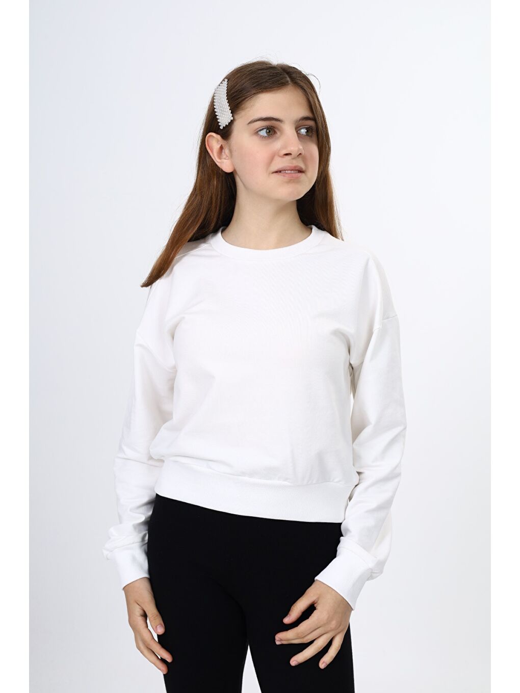 Ekru Kız Çocuk Okul Sweatshirt-2