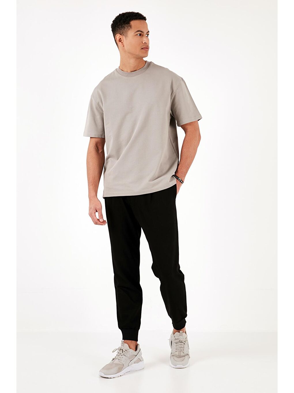 Buratti Gri Pamuklu Bisiklet Yaka Relaxed Fit Basic T Shirt 5902610 - 3