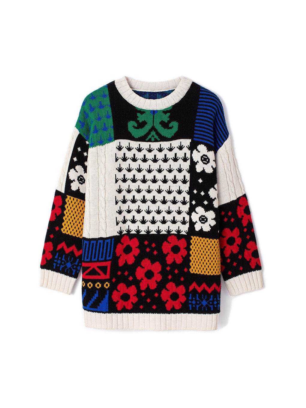 Siyah Desenli Triko Kazak-5