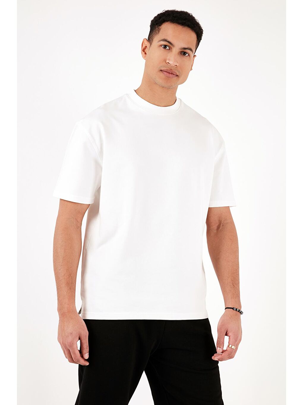 Buratti Ekru Pamuklu Bisiklet Yaka Relaxed Fit Basic T Shirt 5902610 - 4