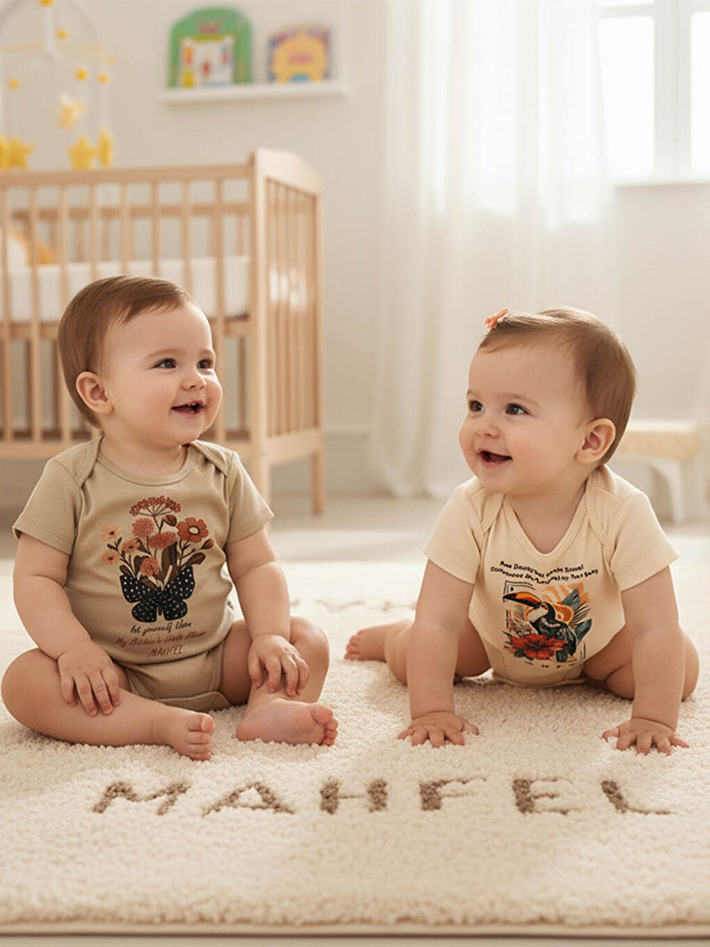 Yeşil 2'Li %100 Pamuklu Organik Baskılı Kısa Kollu Çıtçıtlı Bebek Body Zıbın 866-816-1