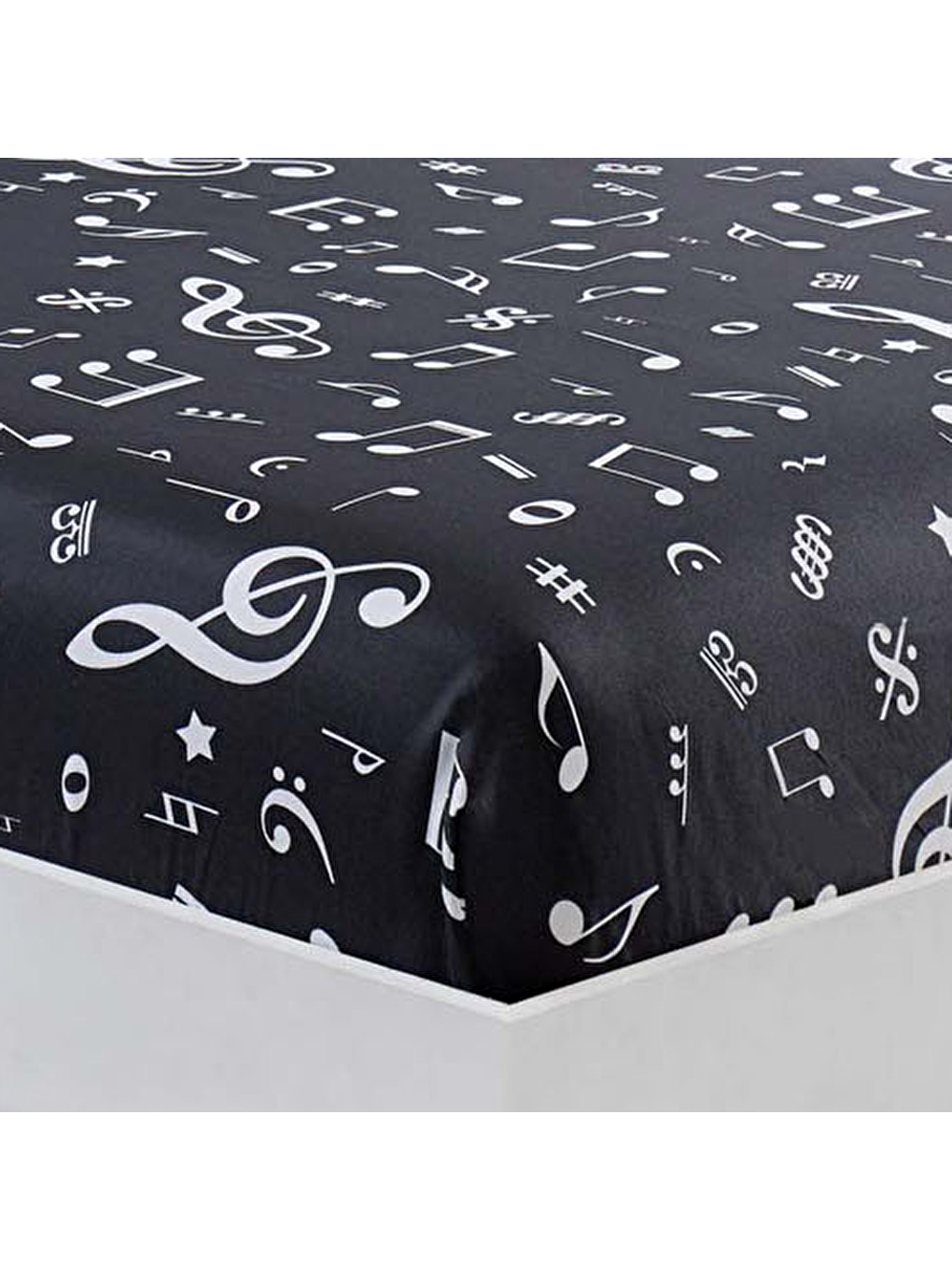 Pes Lastikli Çarşaf Seti Çift Kişilik B&W Melodiy Siyah-1