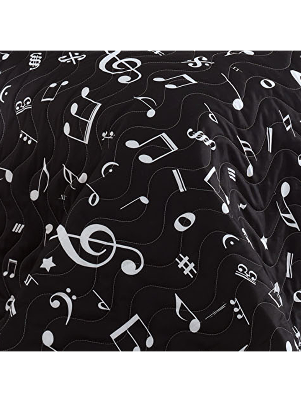 Kapitone Yatak Örtüsü Seti Tek Kişilik B&W Melodiy Siyah-1