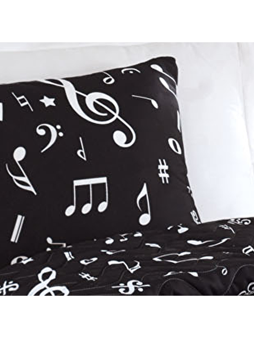 Kapitone Yatak Örtüsü Seti Tek Kişilik B&W Melodiy Siyah-2