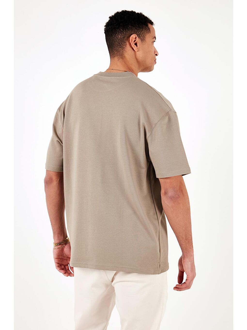 Buratti Bej Pamuklu Bisiklet Yaka Relaxed Fit Basic T Shirt 5902610 - 3