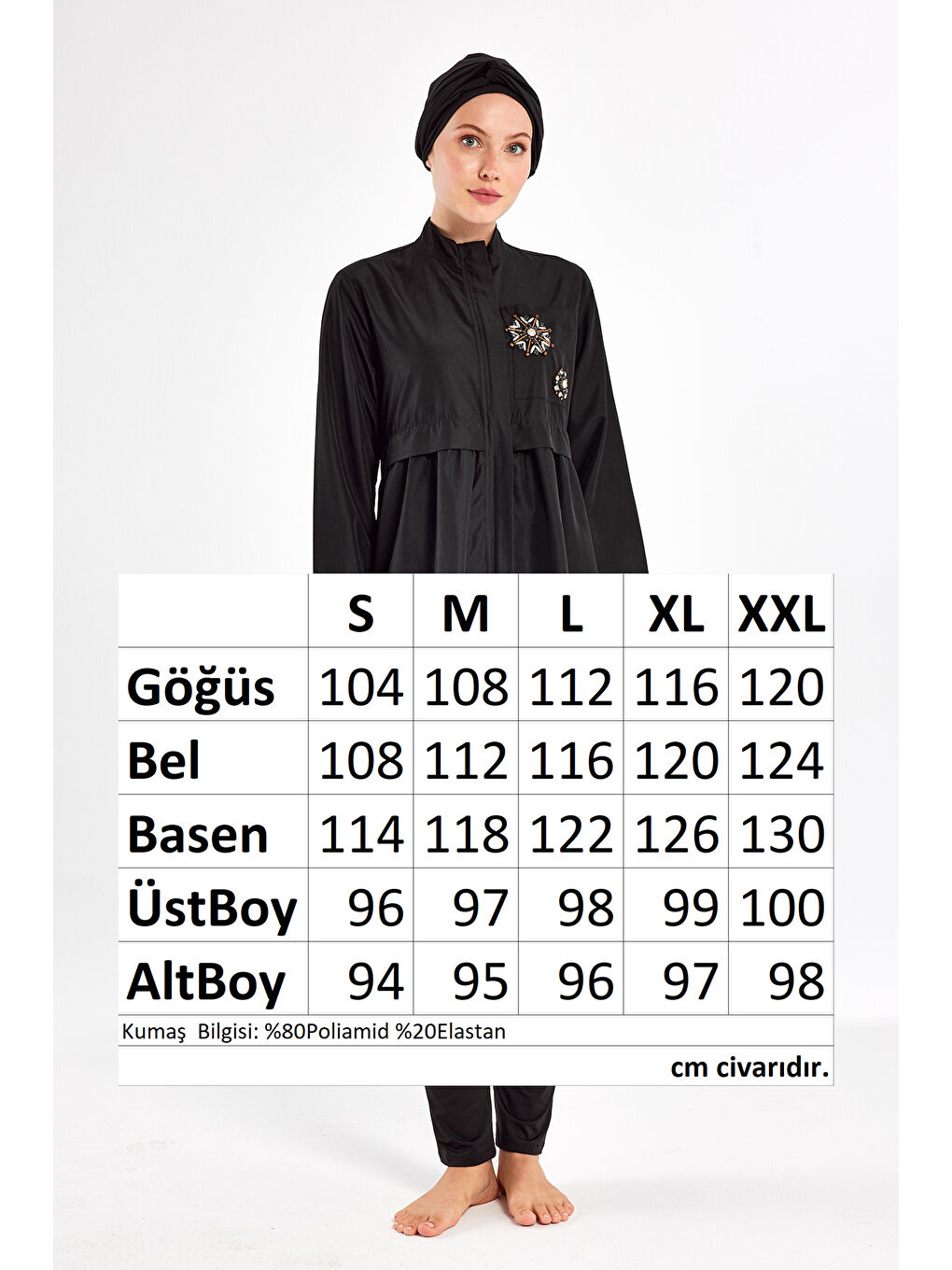 Tasarım Tam Kapalı Tesettür Mayo Krıstına 1404 Siyah-3