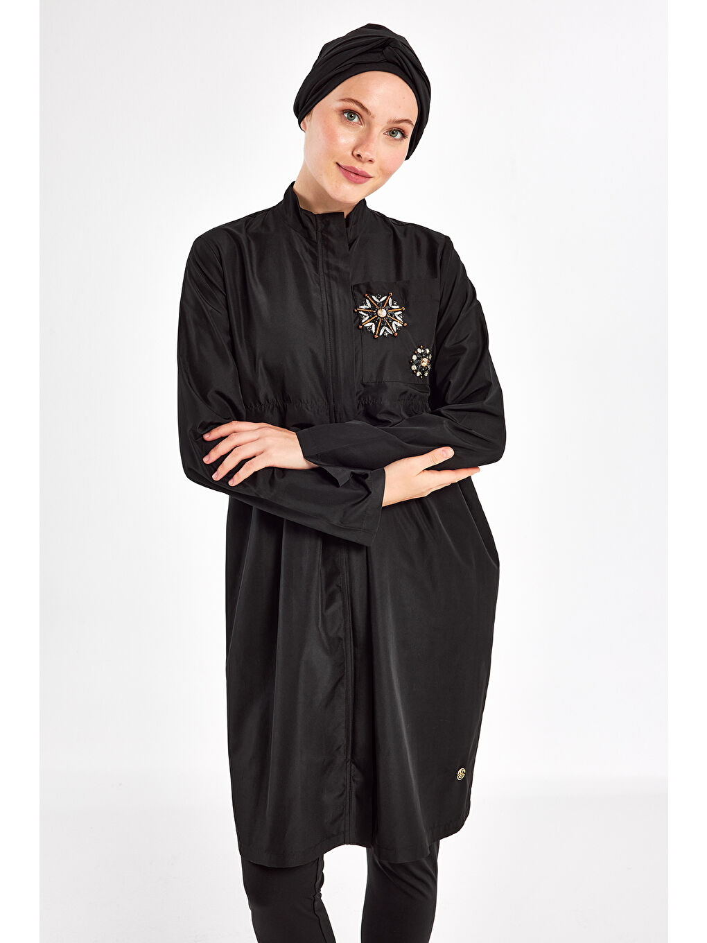 Tasarım Tam Kapalı Tesettür Mayo Krıstına 1404 Siyah-4