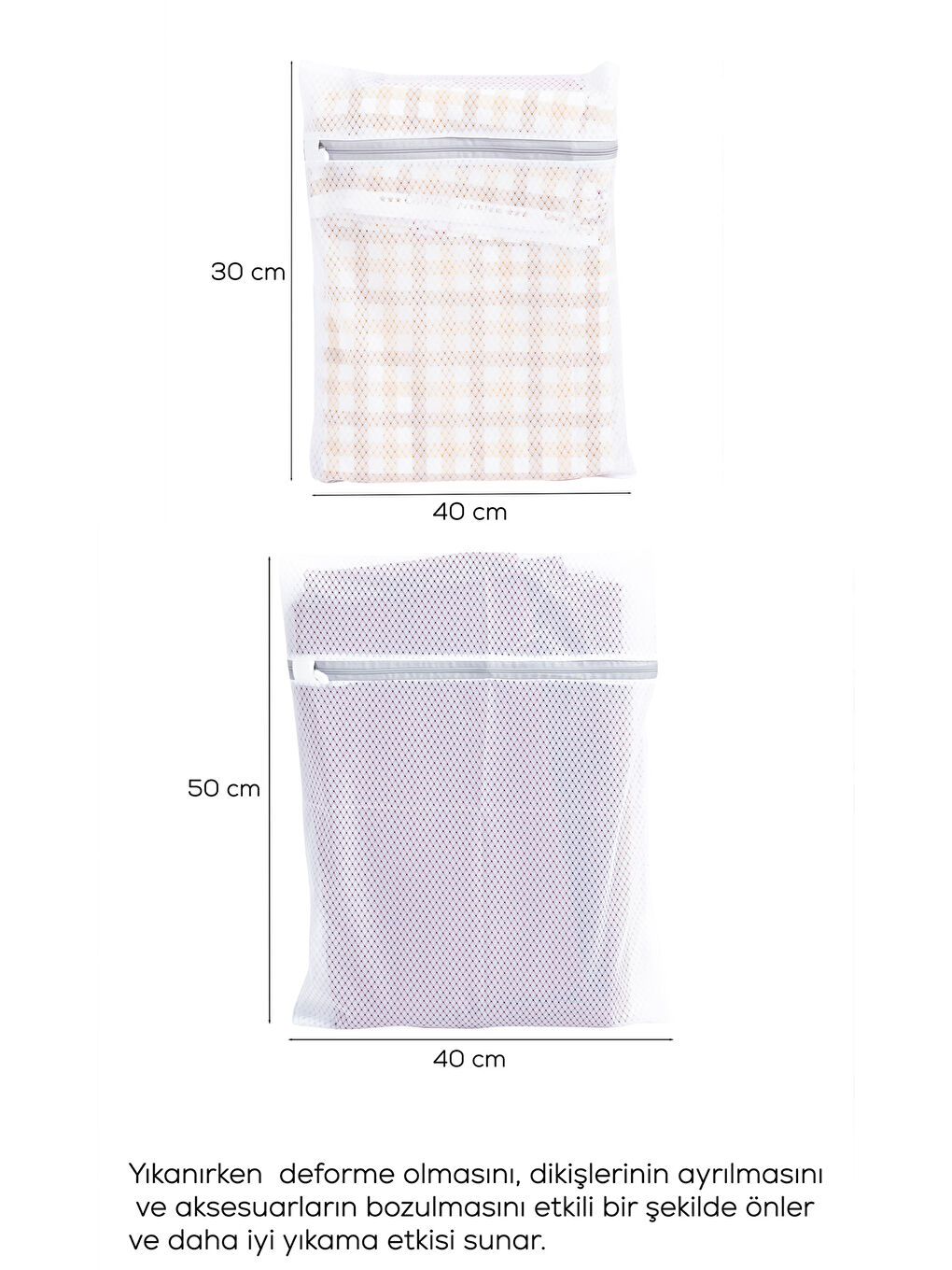 Beyaz 2li Çamaşır Yıkama Filesi Fermuarlı Bölmeli Ayakkabı Yıkama Filesi Deforme Önleyici Torba-1