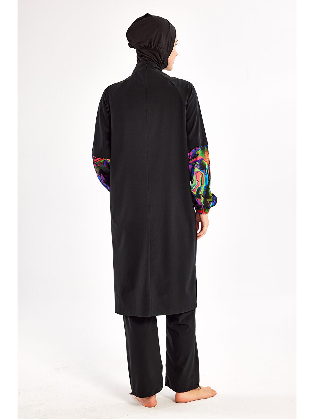 Spor Elastan Tam Kapalı Tesettür Mayo Elıse 1227 Siyah-3