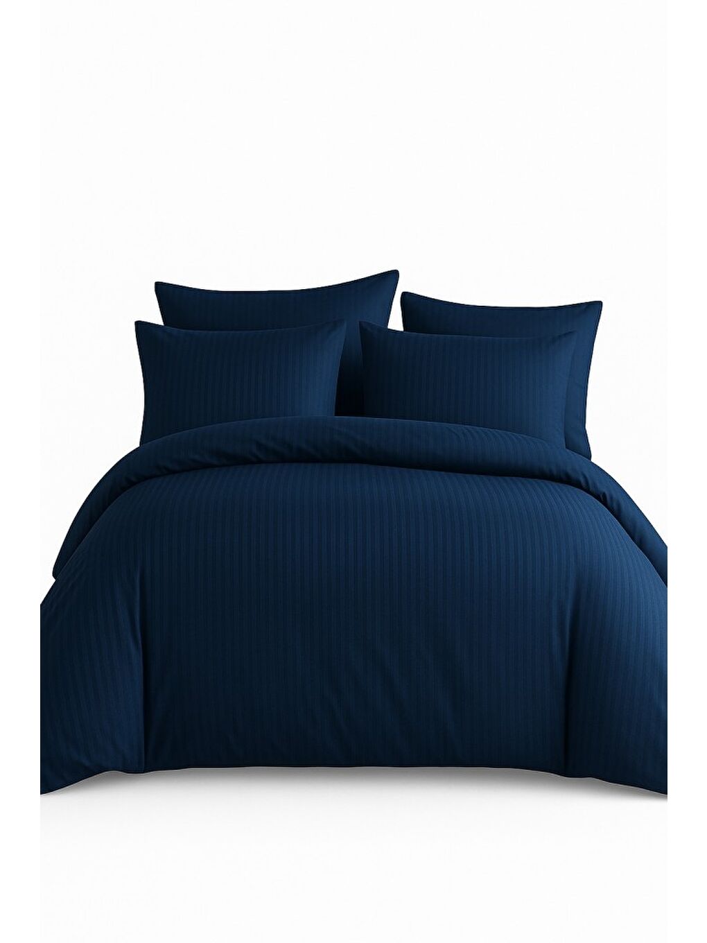 Lacivert Çift Kişilik Çizgili Saten Nevresim Takımı %100 Pamuk 200x220 - Yumuşak Dokulu Lüks Nevresim Takımı
