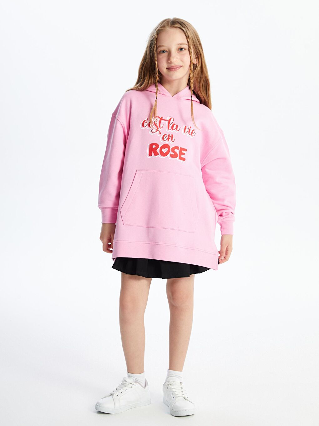 Dexia Pembe Campinas - Örme Baskı Detaylı Sweatshirt - Pembe Renk