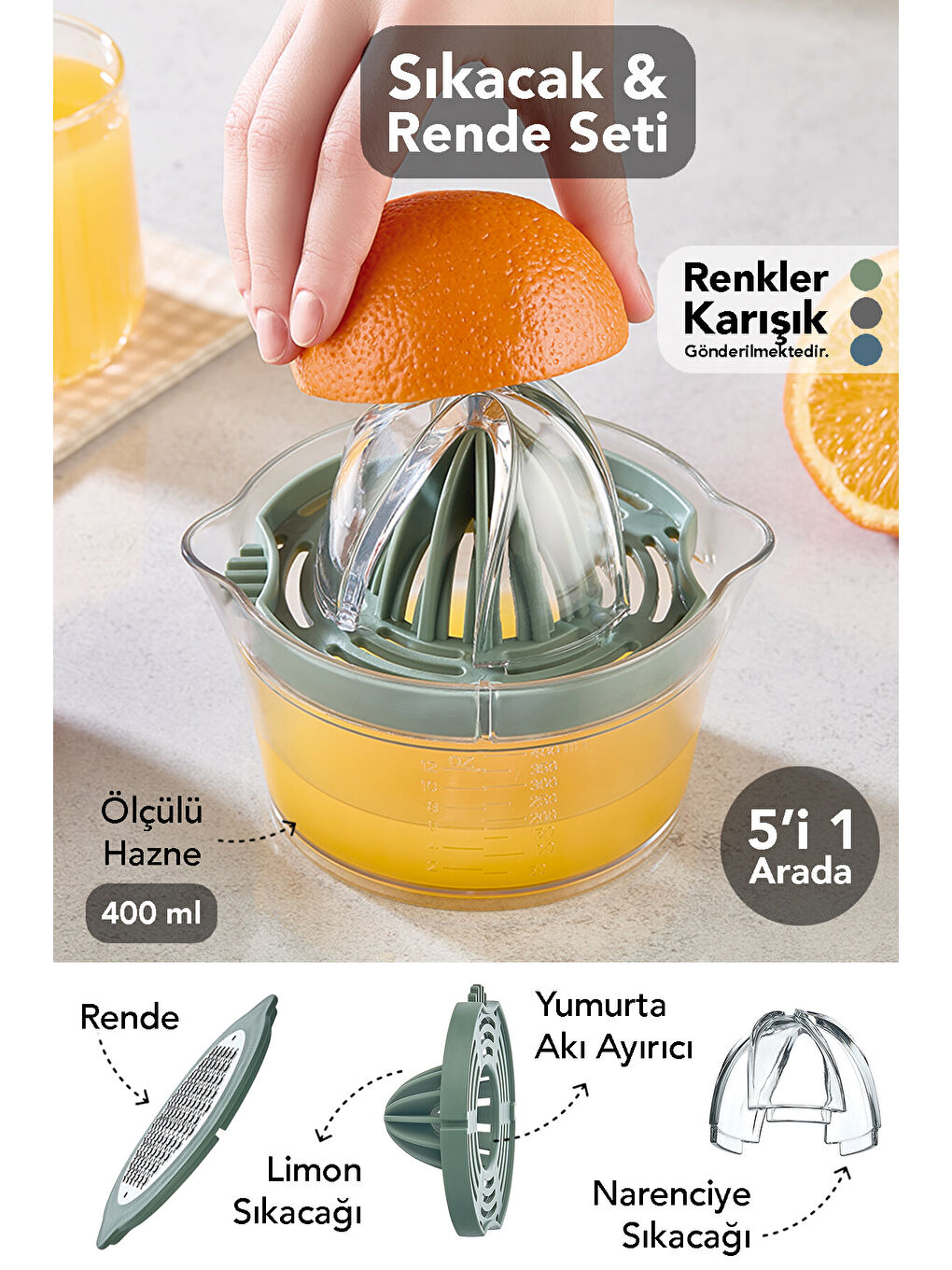 Gri Multi5 Sıkacak ve Rende Seti