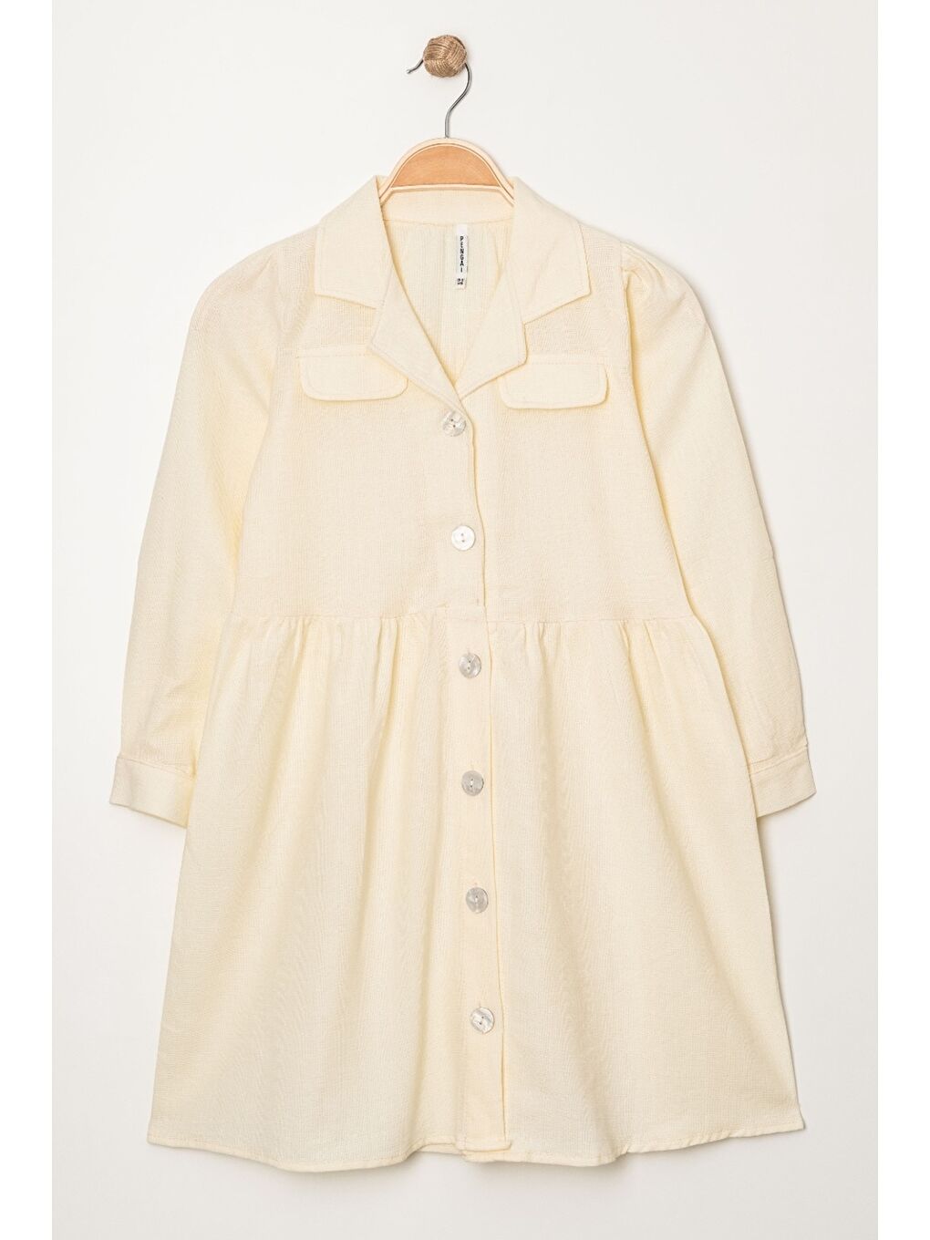 Ekru Kız Çocuk Jüt Pamuklu Elbise P1010