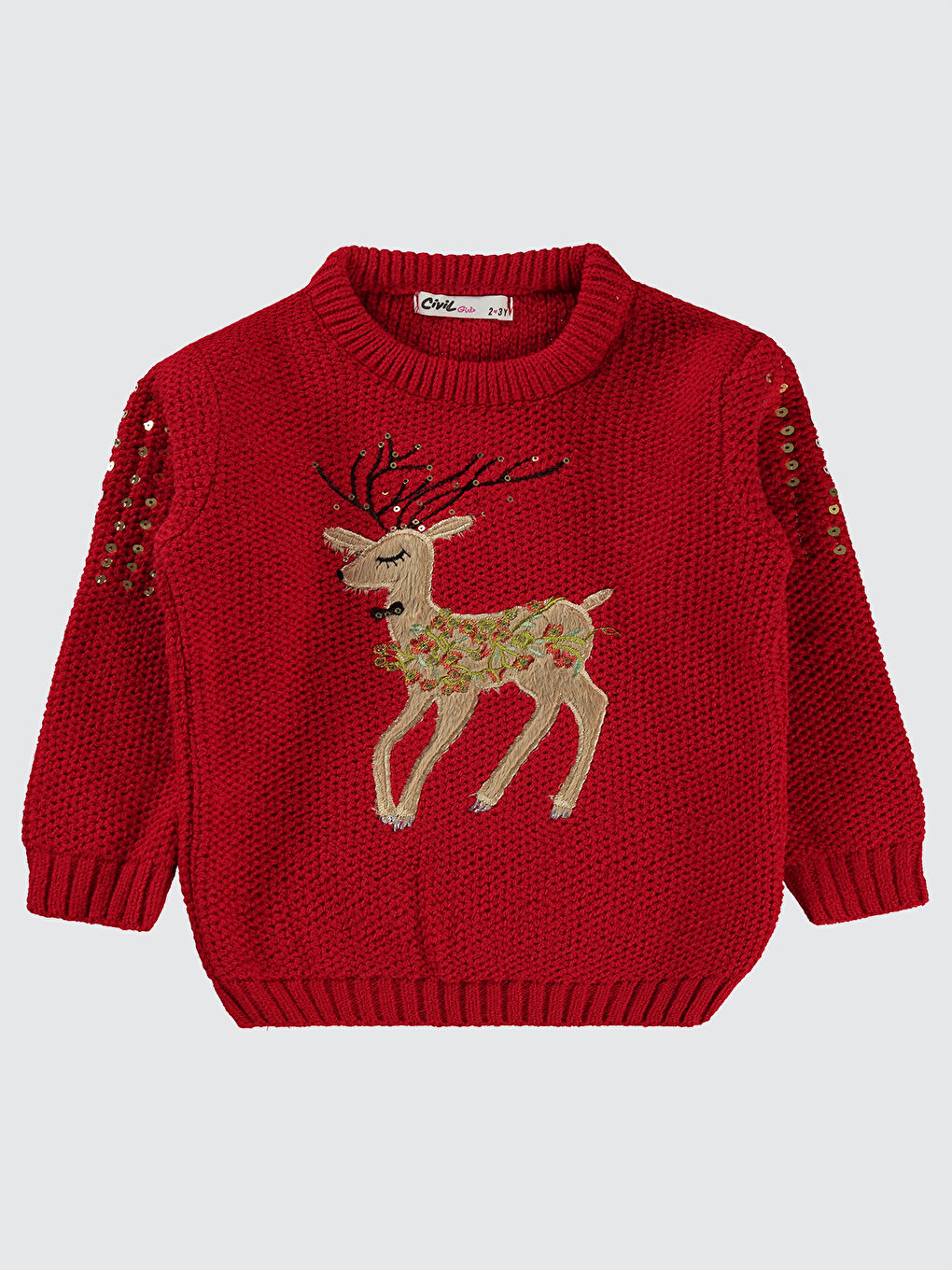 Girls Kız Çocuk Kazak 2-5 Yaş Kırmızı