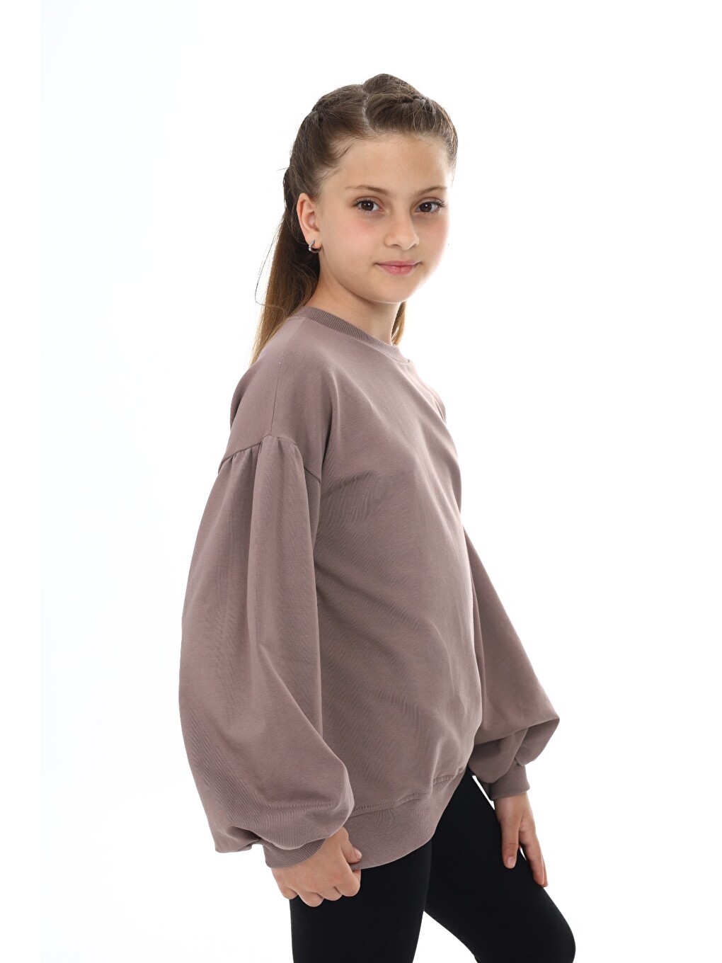 Kahverengi Kız Çocuk Okul Sweatshirt-1