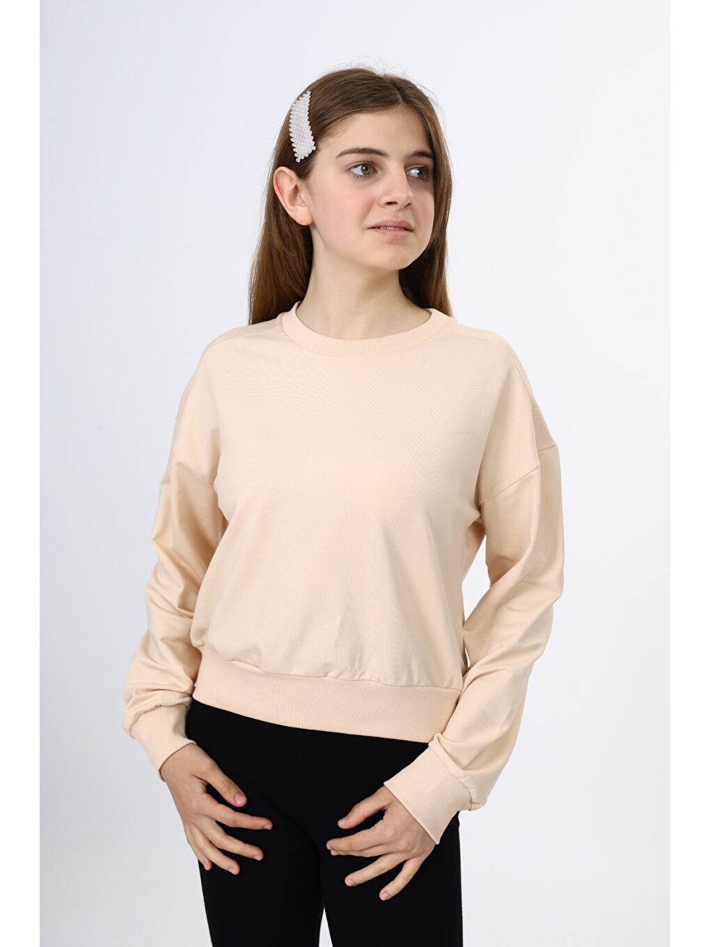 Bej Kız Çocuk Okul Sweatshirt