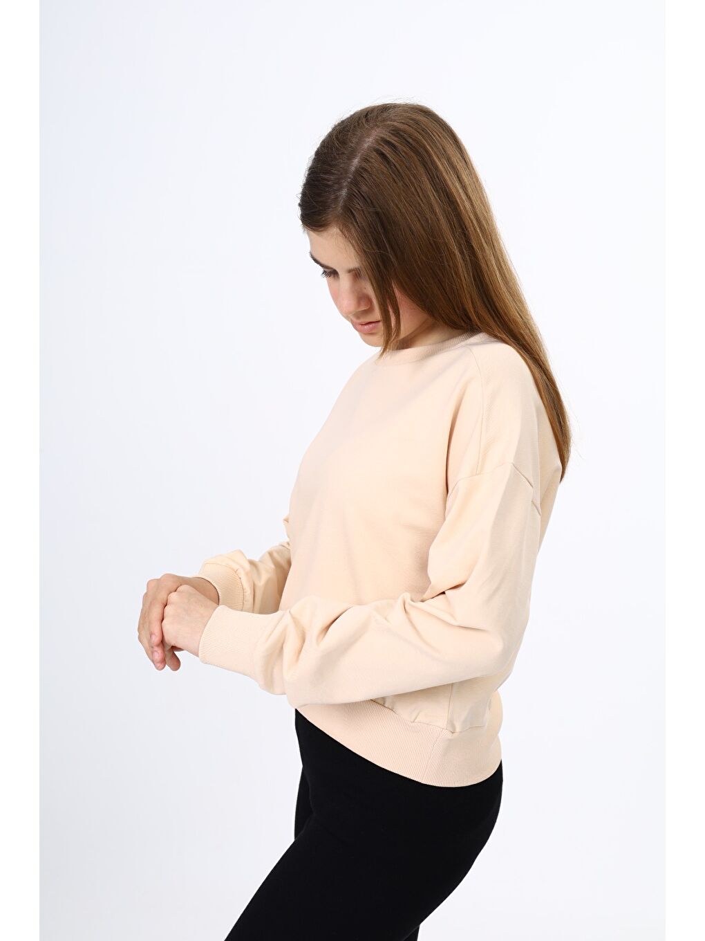 Bej Kız Çocuk Okul Sweatshirt-1