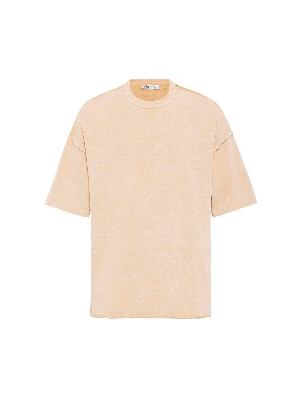 Yıkamalı Oversize Tişört Bej-1