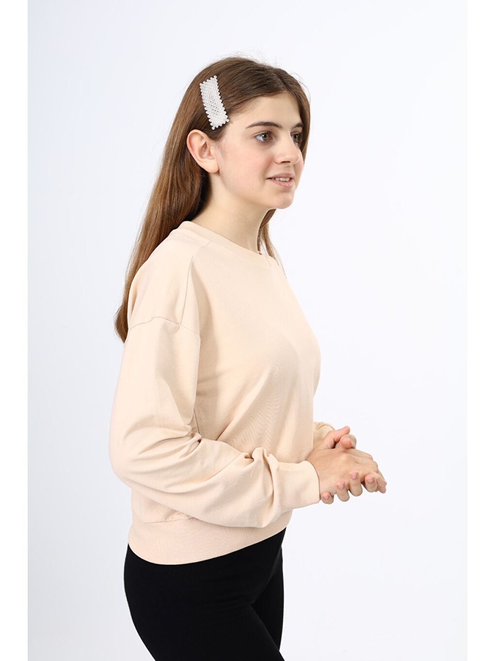 Bej Kız Çocuk Okul Sweatshirt-2