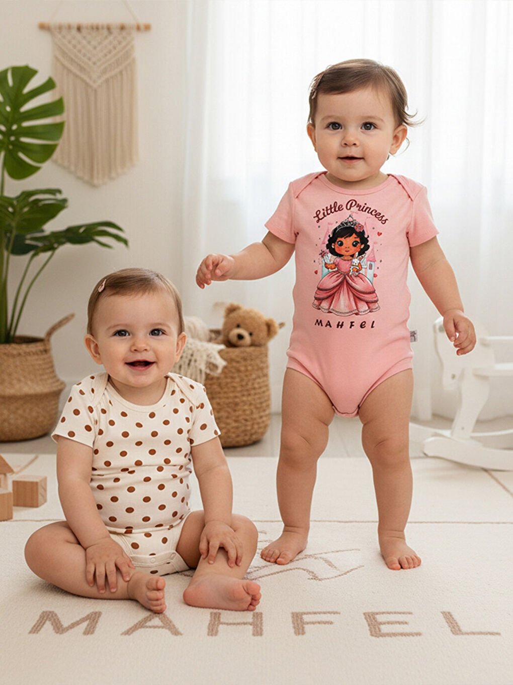 Kırmızı 2'Li %100 Pamuklu Organik Baskılı Kısa Kollu Çıtçıtlı Bebek Body Zıbın 881-1