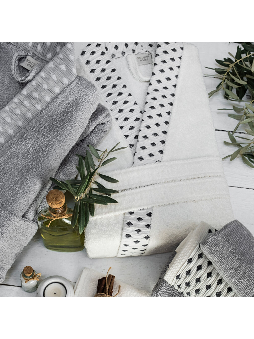 Home Veluro Banyo Seti 6 Parça-Gri-3